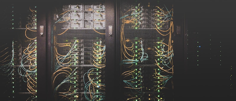 Patch cabling running the length of a server aisle